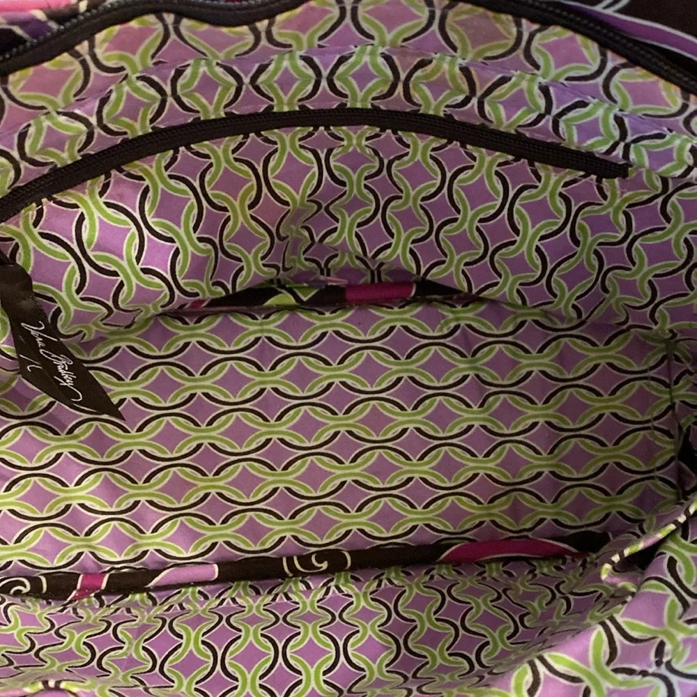Vera Bradley Gabby Top Handle Purse in Purple Punch Floral.  Two Outside Pockets